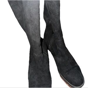 Black Suede Knee-High Boots